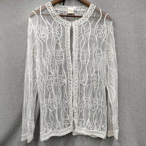 Sheer White Embellished Jacket Cardigan Small White Elegance Angel Applique